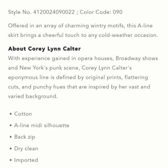 Corey Lynn Carter Wonderland A-Line Midi Skirt Winter Snow Scenery Size Small - Picture 12 of 12